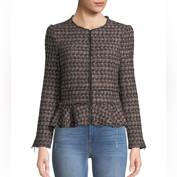 Rebecca Taylor Multi Tweed Peplum Zip Jacket - Picture 5 of 12